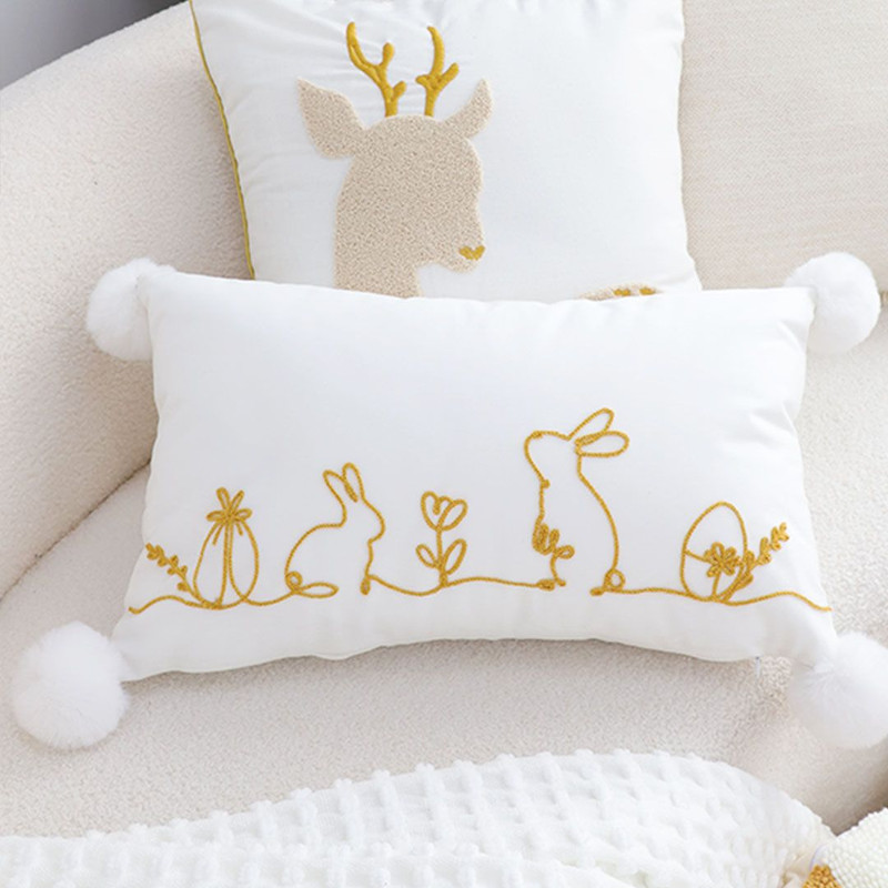 SOGA 30x50cm Whimsical Bunny Embroidered Pillowcase 2