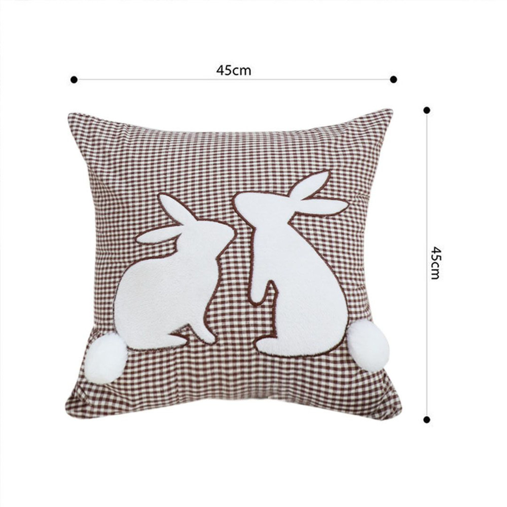 SOGA 45cm Brown Gingham Bunny Pillowcase 3