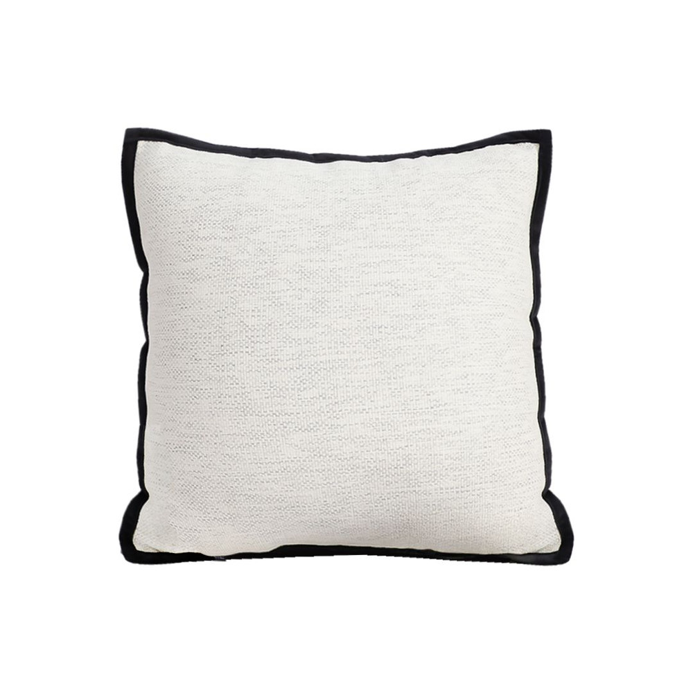 SOGA 45cm Minimalist Cream Pillowcase With Black Piping 1