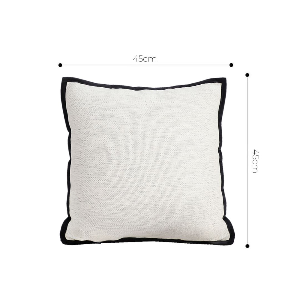 SOGA 45cm Minimalist Cream Pillowcase With Black Piping 5