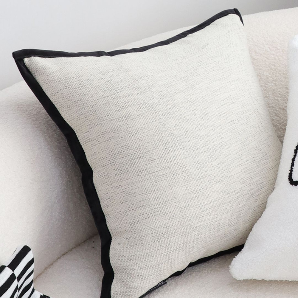 SOGA 45cm Minimalist Cream Pillowcase With Black Piping 6