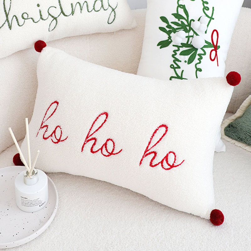 SOGA 45cm Ho Ho Ho Sherpa Christmas Pillowcase 2