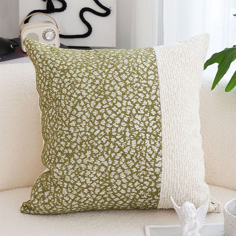 SOGA 45cm Elegant Textured Pillowcase Modern Green Cream Accent 0