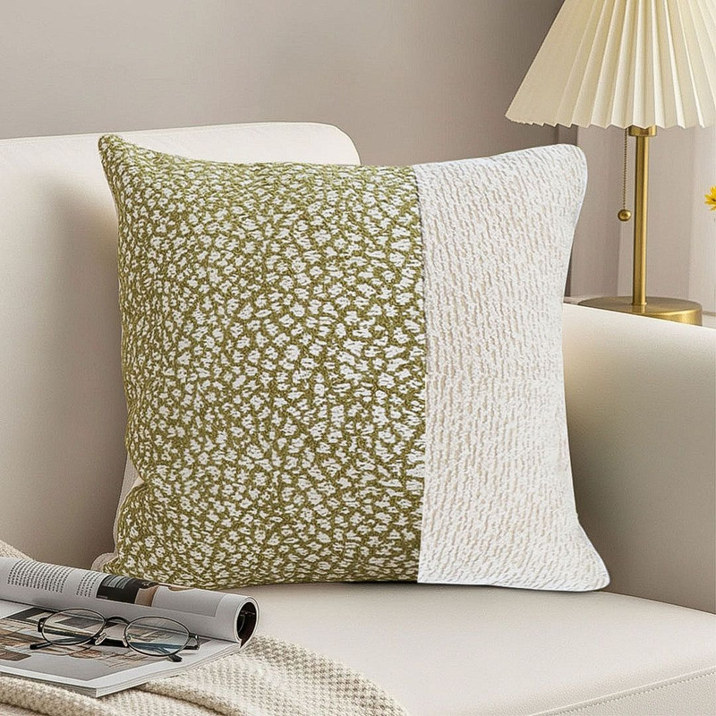 SOGA 45cm Elegant Textured Pillowcase Modern Green Cream Accent 2