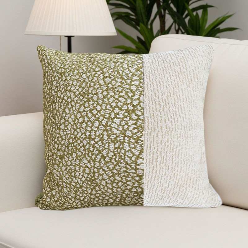 SOGA 45cm Elegant Textured Pillowcase Modern Green Cream Accent 3