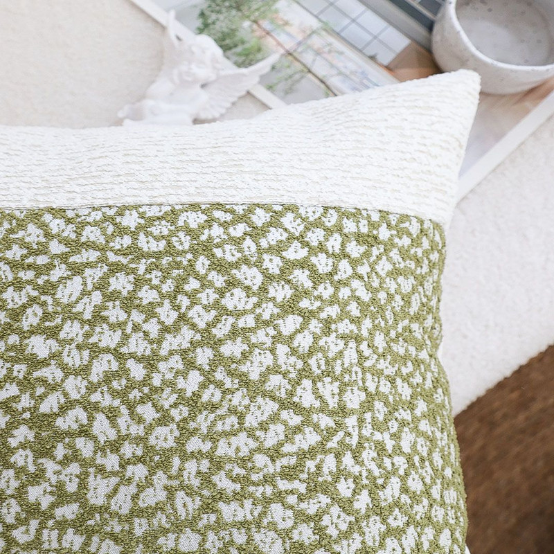 SOGA 45cm Elegant Textured Pillowcase Modern Green Cream Accent 5