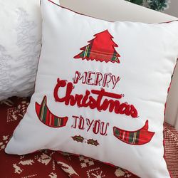 soga 45cm merry christmas to you festive white pillowcase with red & green accents