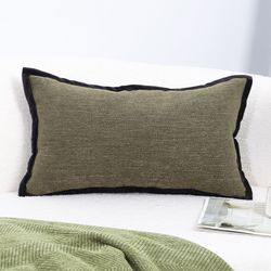 soga 30x50cm versatile olive green lumbar pillowcase with black border