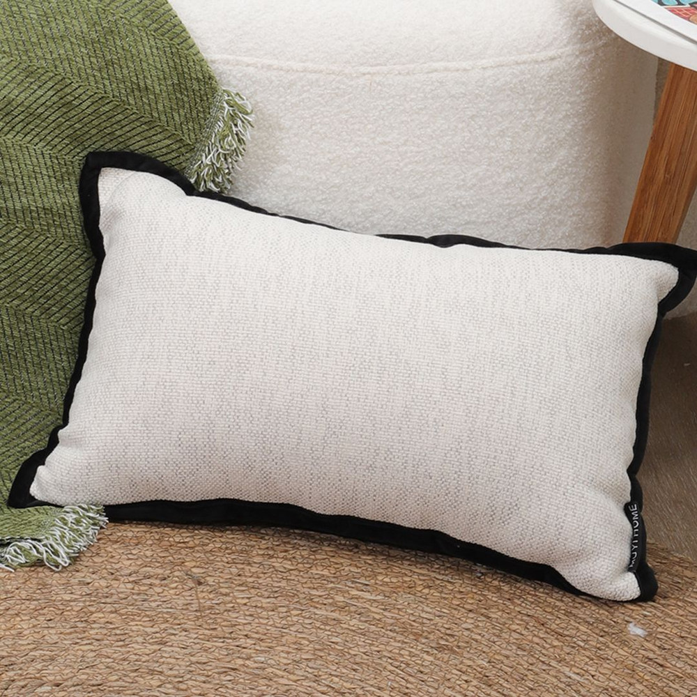 SOGA 30x50cm Olive Green Minimalist Lumbar Pillowcase With Black Trim 3