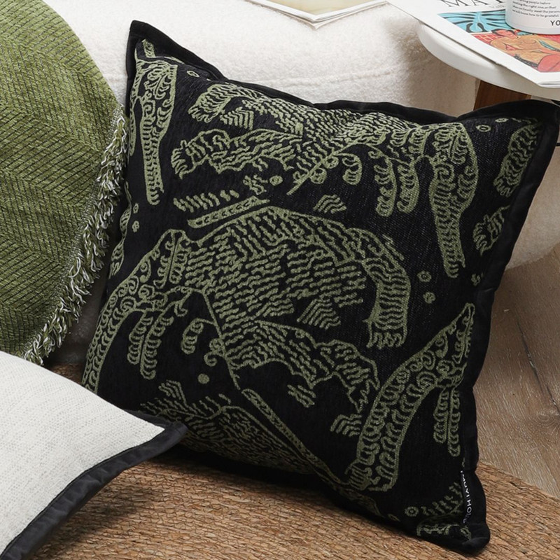SOGA 45cm NatureInspired Midnight Green Embroidered Pillowcase 4