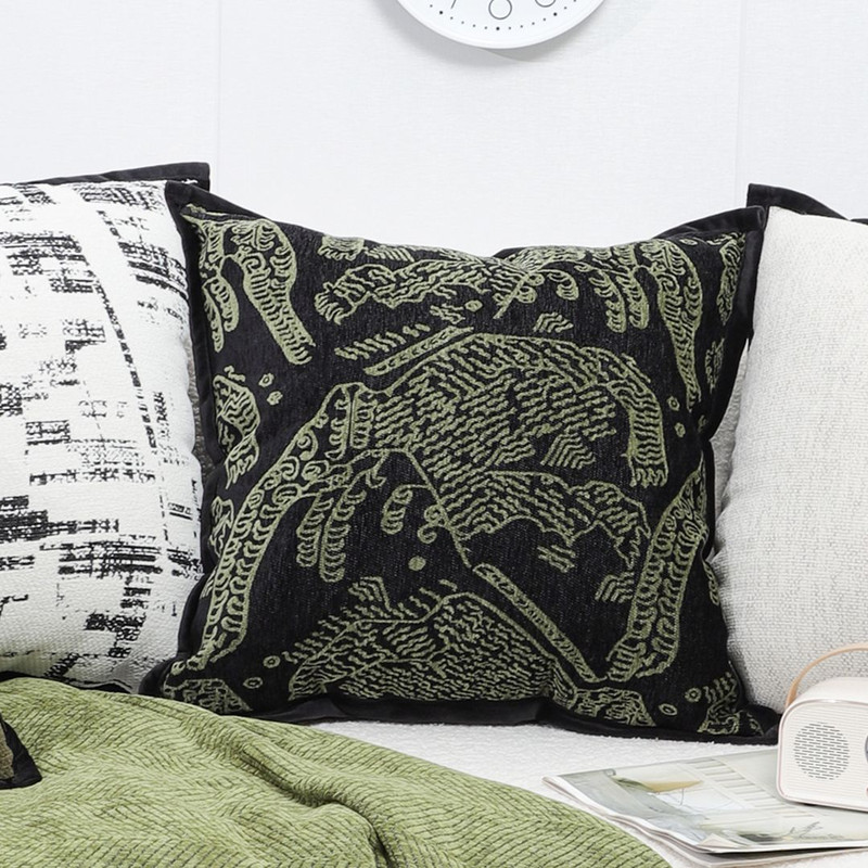 SOGA 45cm NatureInspired Midnight Green Embroidered Pillowcase 6