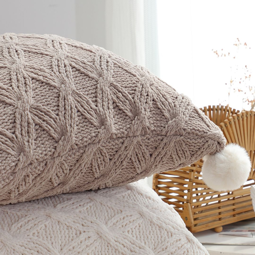 SOGA 45cm Diamond Knit Texture Brown Throw Pillowcase 2