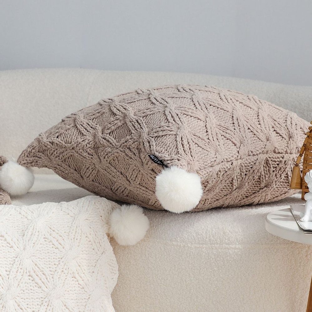 SOGA 45cm Diamond Knit Texture Brown Throw Pillowcase 3