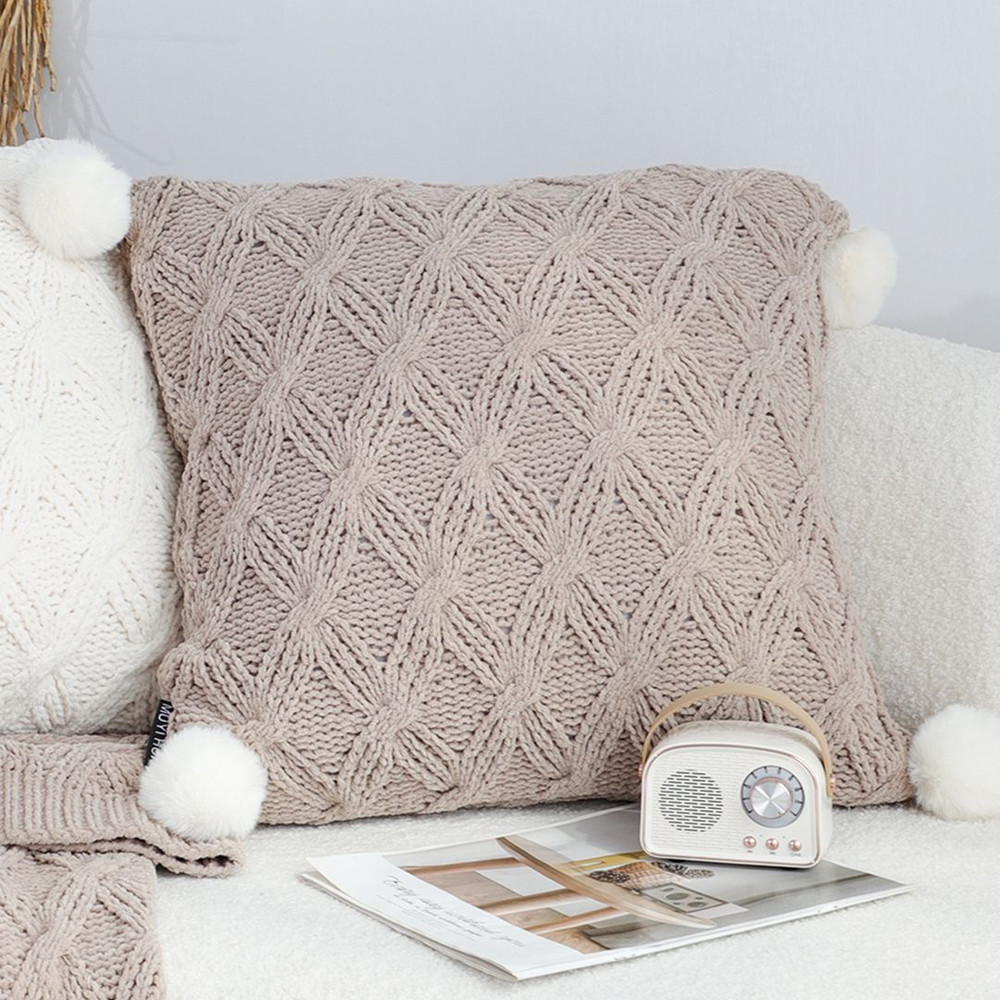 SOGA 45cm Diamond Knit Texture Brown Throw Pillowcase 0