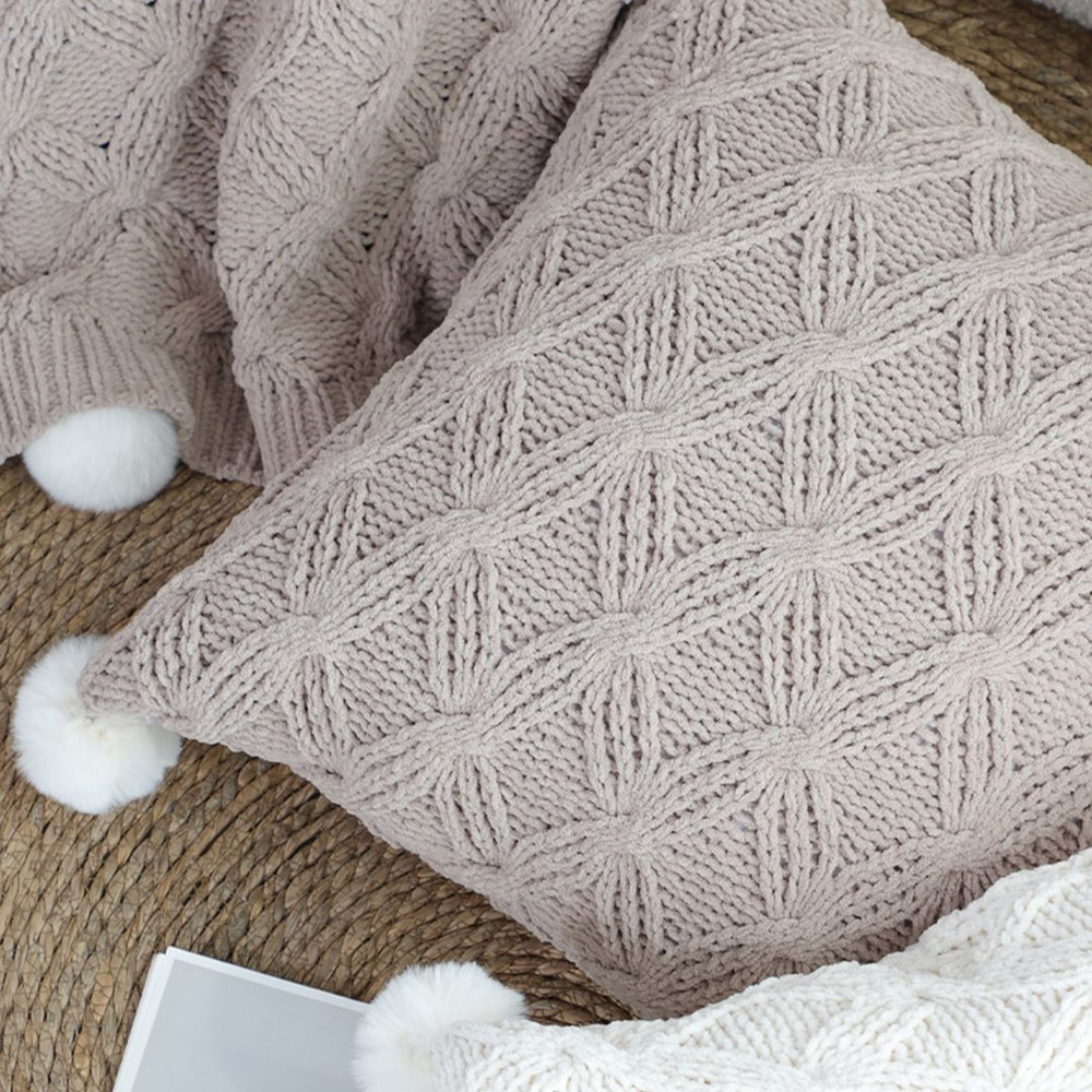 SOGA 45cm Diamond Knit Texture Brown Throw Pillowcase 6