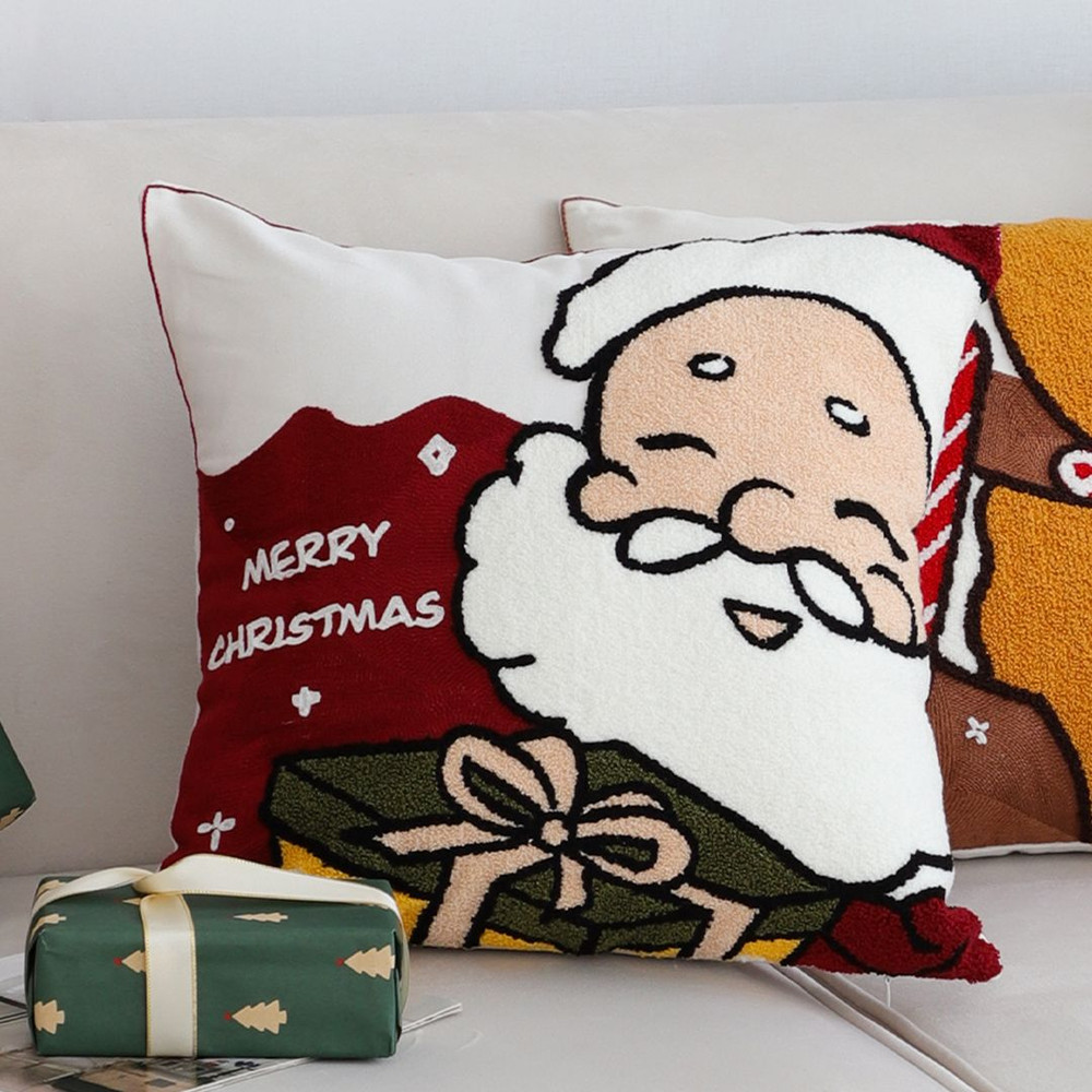 SOGA 45cm Embroidered Santa Claus Christmas Pillow Bring Home The Cheer 0