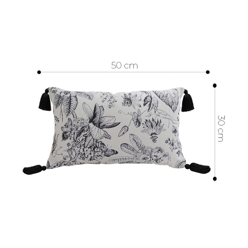 SOGA 30x50cm Chic Botanical Bliss Rectangular Pillowcase With Tassel Accents 4