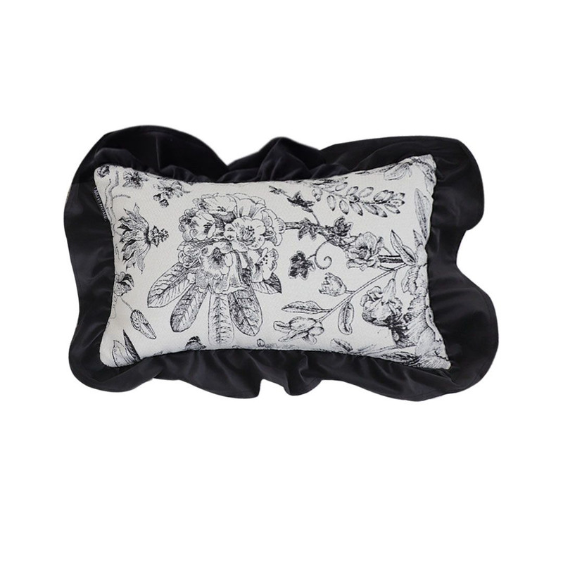 SOGA 30x50cm Chic Botanical Bliss Black  White Lumbar Pillowcase 1