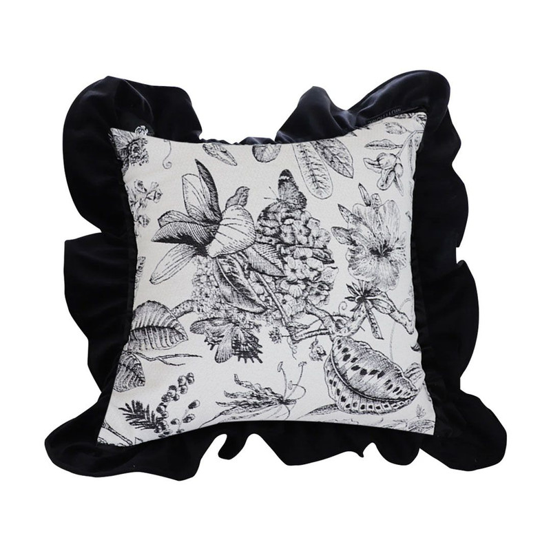 SOGA 45cm Chic Botanical Bliss Black  White Square Pillowcase 1