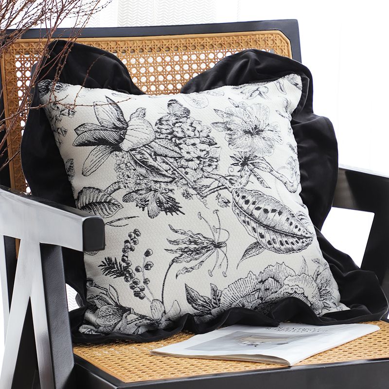 SOGA 45cm Chic Botanical Bliss Black  White Square Pillowcase 2