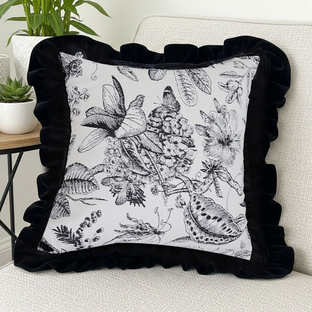 SOGA 45cm Chic Botanical Bliss Black  White Square Pillowcase 3