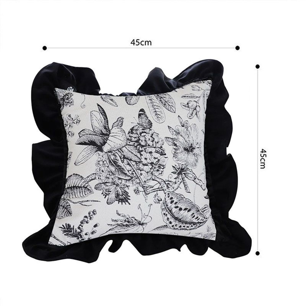 SOGA 45cm Chic Botanical Bliss Black  White Square Pillowcase 5
