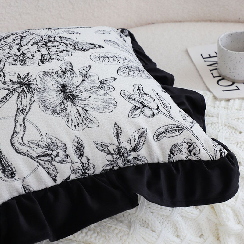 SOGA 45cm Chic Botanical Bliss Black  White Square Pillowcase 6