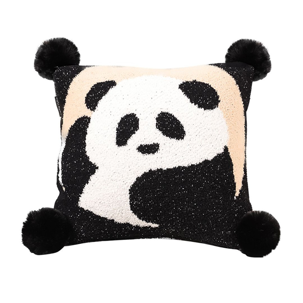 SOGA 45cm Panda PomPom Decorative Pillowcase 1
