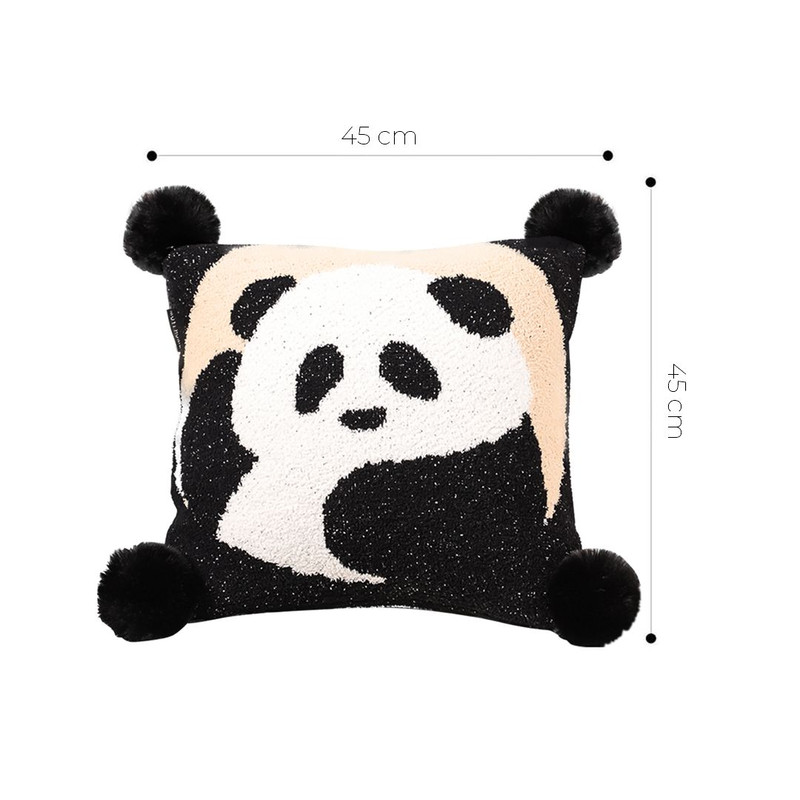 SOGA 45cm Panda PomPom Decorative Pillowcase 5