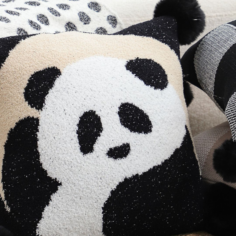 SOGA 45cm Panda PomPom Decorative Pillowcase 6