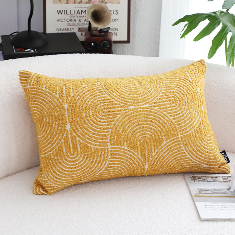 SOGA 30x50cm Mustard Yellow Geometric Lumbar Pillowcase For Home Decor 0
