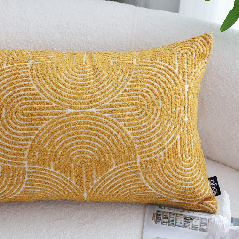 SOGA 30x50cm Mustard Yellow Geometric Lumbar Pillowcase For Home Decor 5