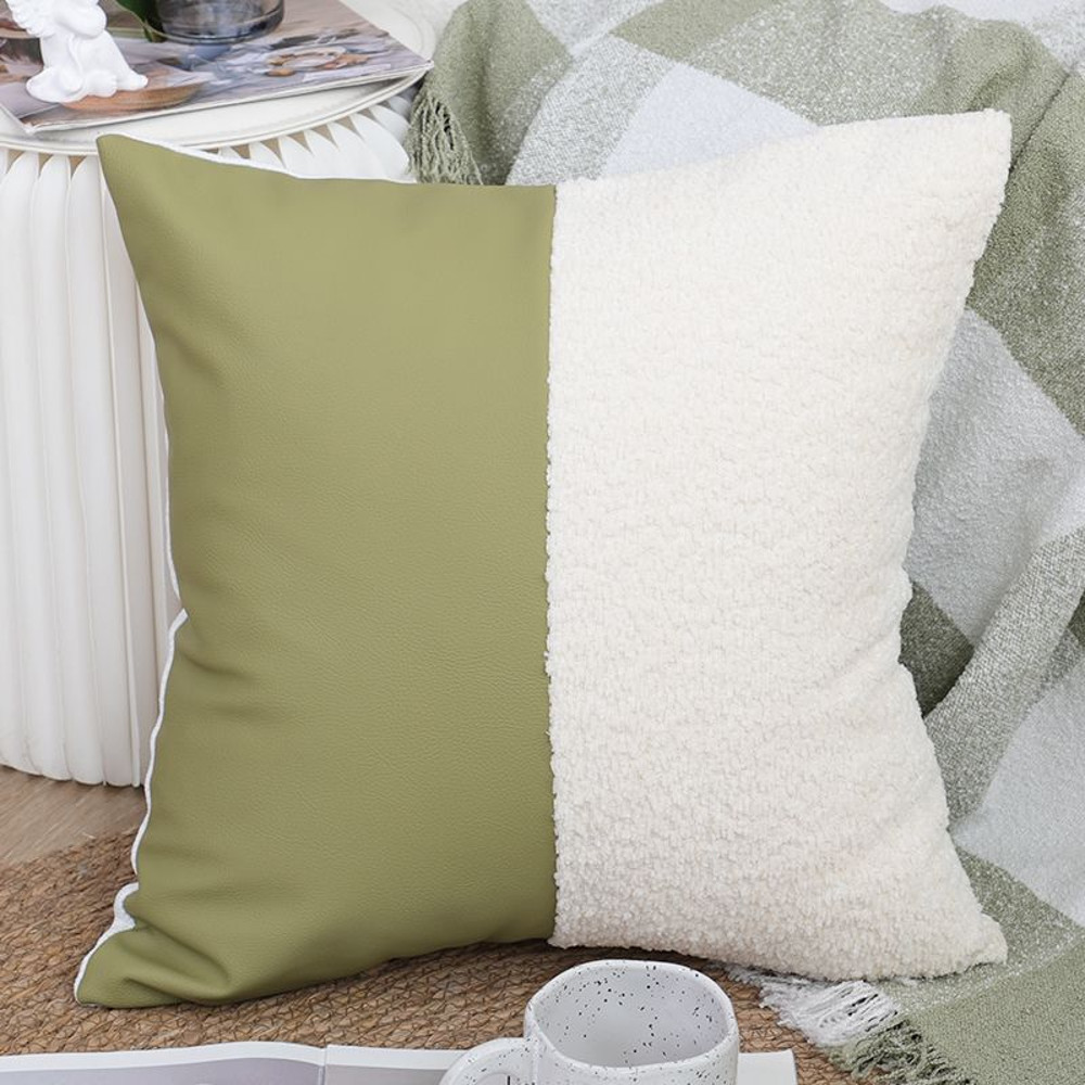 SOGA 45cm Modern TwoTone Green Cream Pillowcase 2