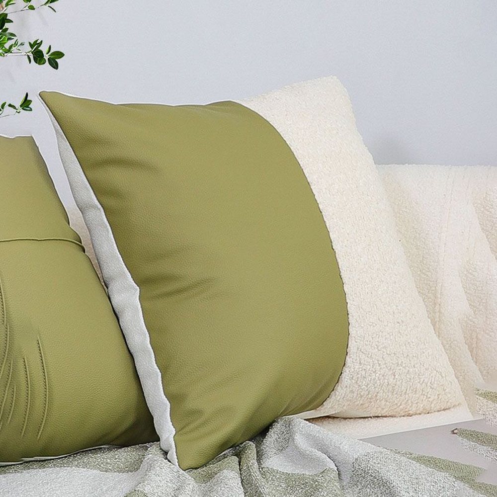 SOGA 45cm Modern TwoTone Green Cream Pillowcase 3