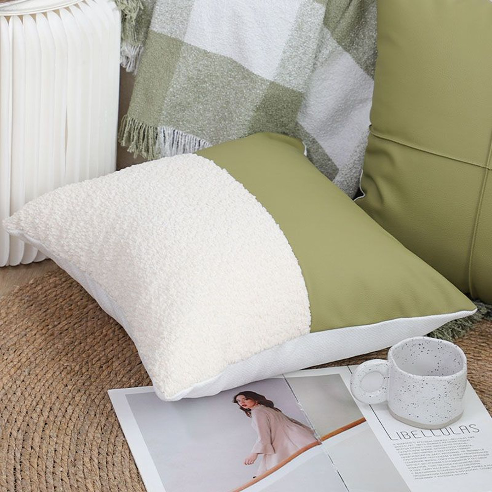SOGA 45cm Modern TwoTone Green Cream Pillowcase 6