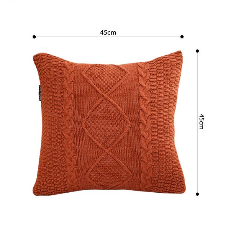 SOGA 45cm Cable Knit Diamond Pillowcase 5