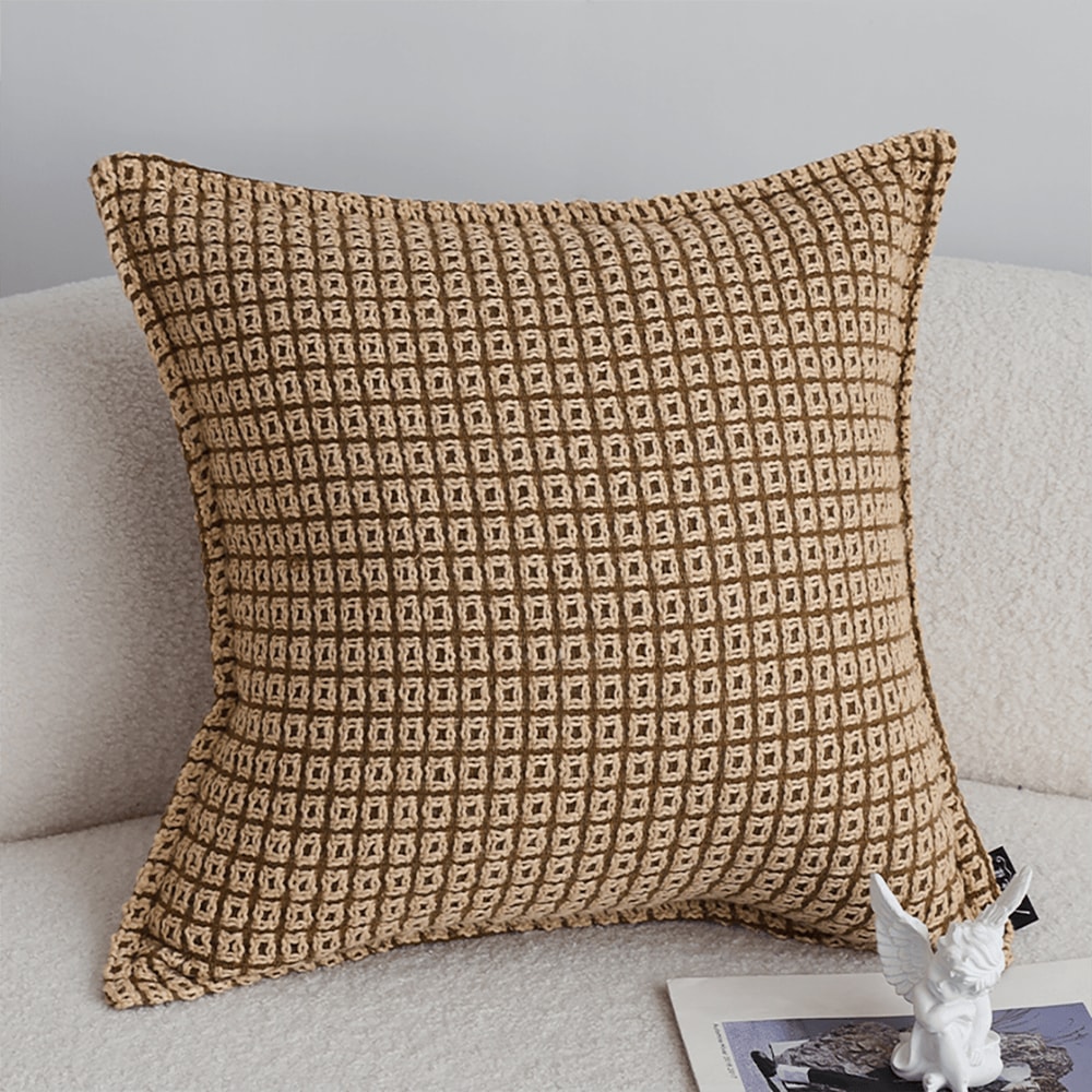 SOGA 2X 45cm Cozy Brown Geometric Knit Polyester Pillow Cover 0