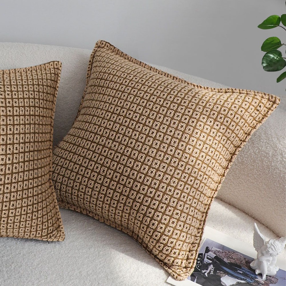 SOGA 2X 45cm Cozy Brown Geometric Knit Polyester Pillow Cover 4