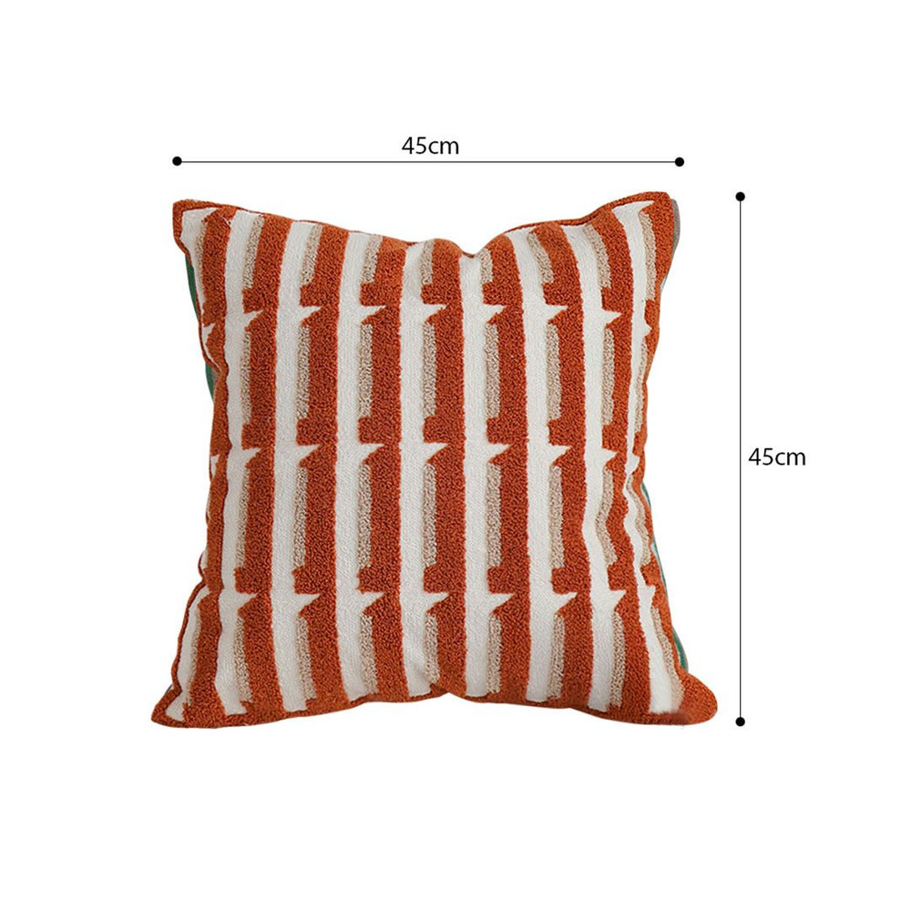 SOGA 2X 45cm Rust Orange OffWhite Striped Polyester Decorative Pillowcase 5