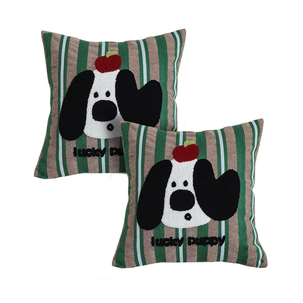 SOGA 2X 45cm Christmas Dog Pillow Cover Holiday Striped Pillowcase 1