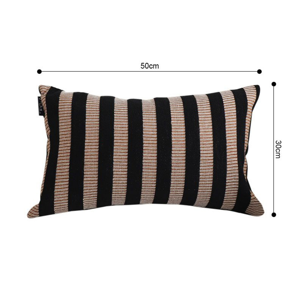 SOGA 2X 30x50cm Black Tan Striped Rectangular Pillowcase 4