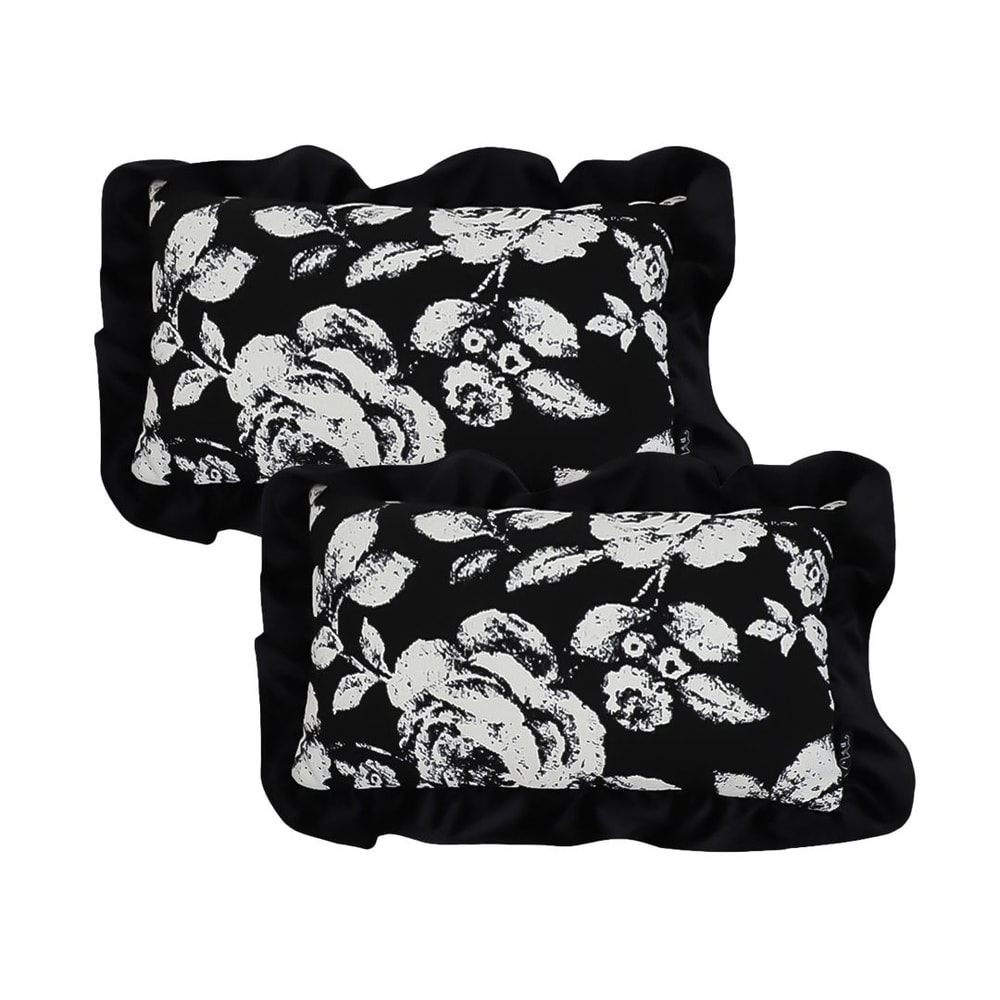 SOGA 2X 45cm Elegant Black White Cushion Cover With Tassels 1