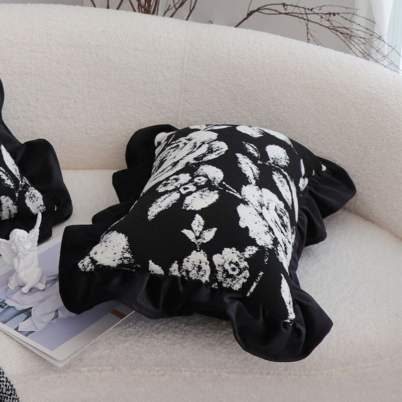 SOGA 2X 45cm Elegant Black White Cushion Cover With Tassels 2