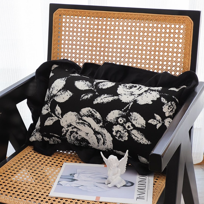 SOGA 2X 45cm Elegant Black White Cushion Cover With Tassels 3