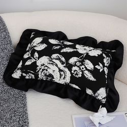 soga 2x 45cm elegant black & white cushion cover with tassels
