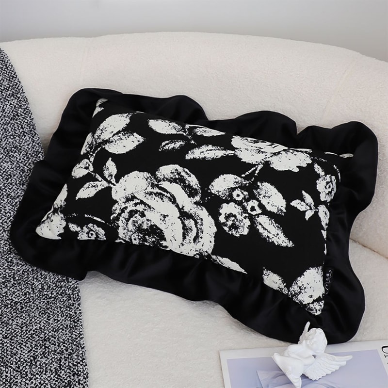 SOGA 2X 45cm Elegant Black White Cushion Cover With Tassels 0