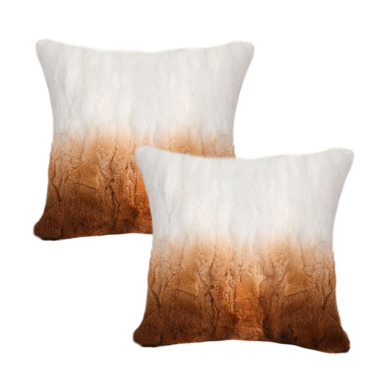 SOGA 2X 45cm Luxury Gradient Faux Fur Pillowcase 1