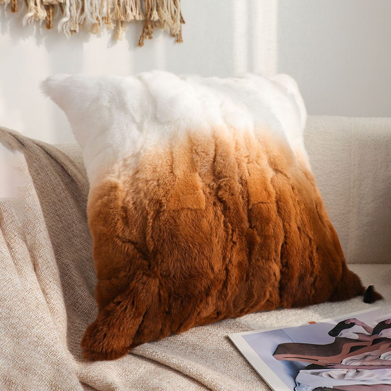 SOGA 2X 45cm Luxury Gradient Faux Fur Pillowcase 2