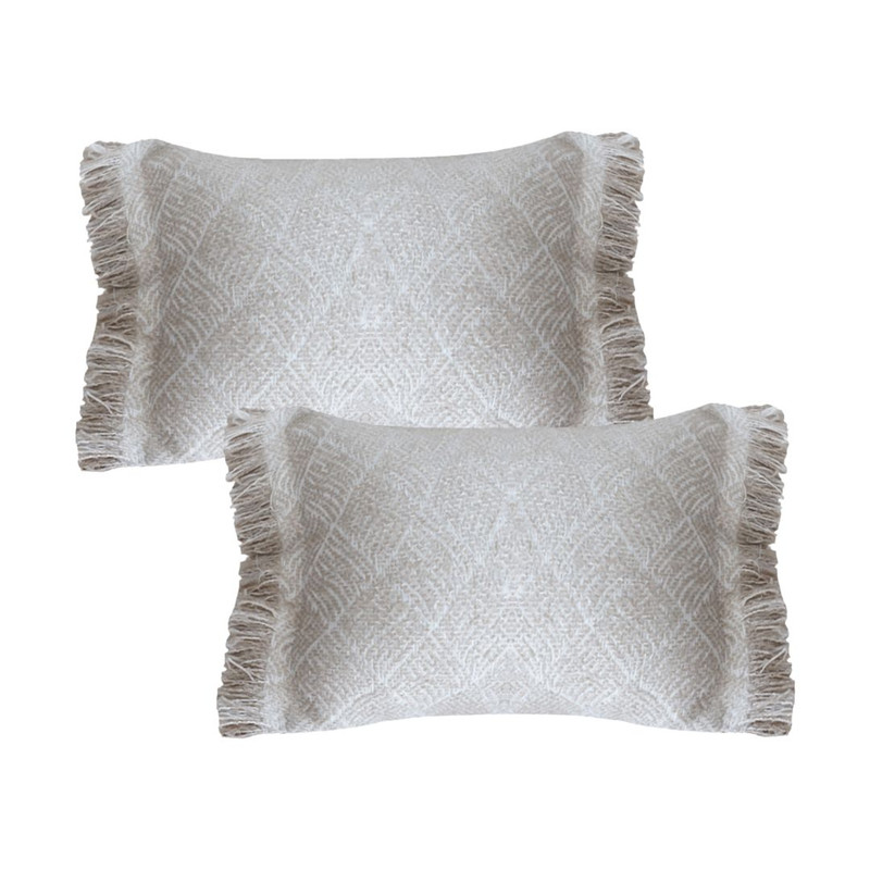 SOGA 2X 35x62cm Serene Textured Fringed Cushion Cover 1