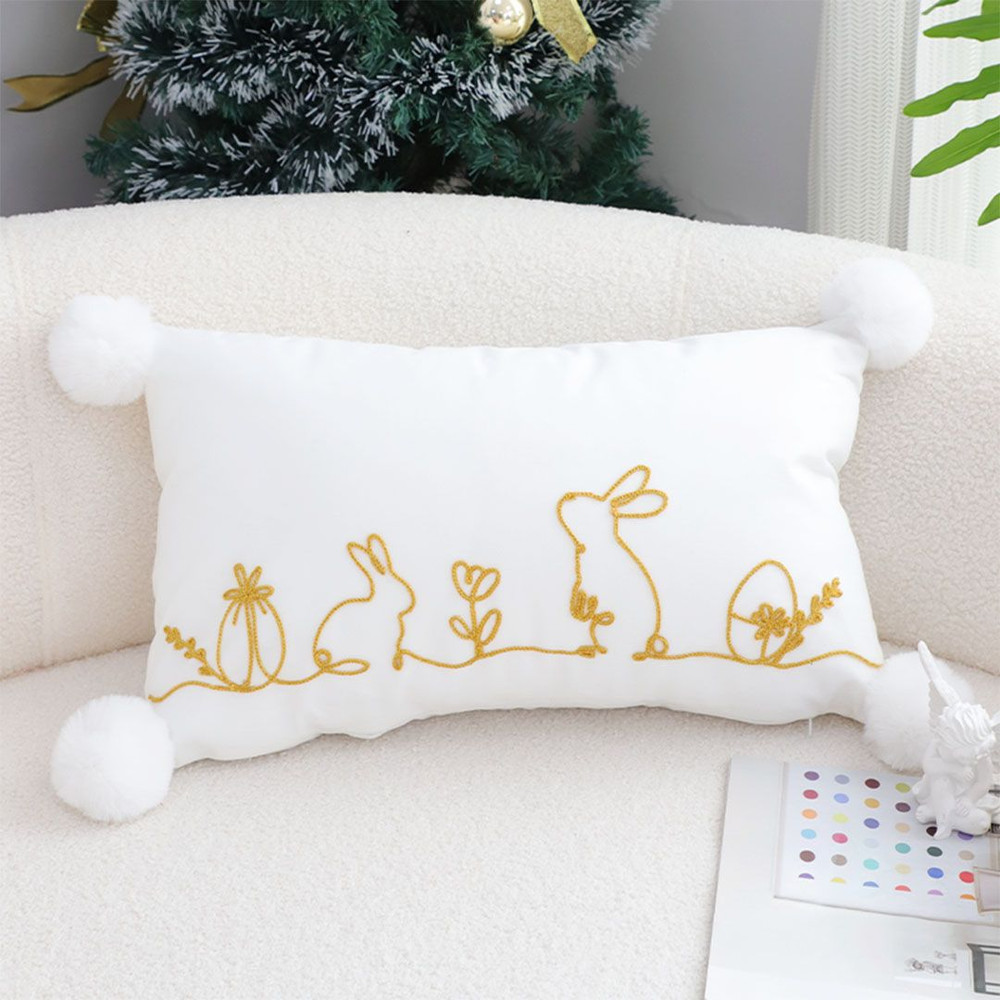 SOGA 2X 30x50cm Whimsical Bunny Embroidered Pillowcase 0